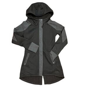 THE NORTH FACE Ws ReCOVER UP Fleece Hooded Jacket Coat BLack Gray Womens Size XS